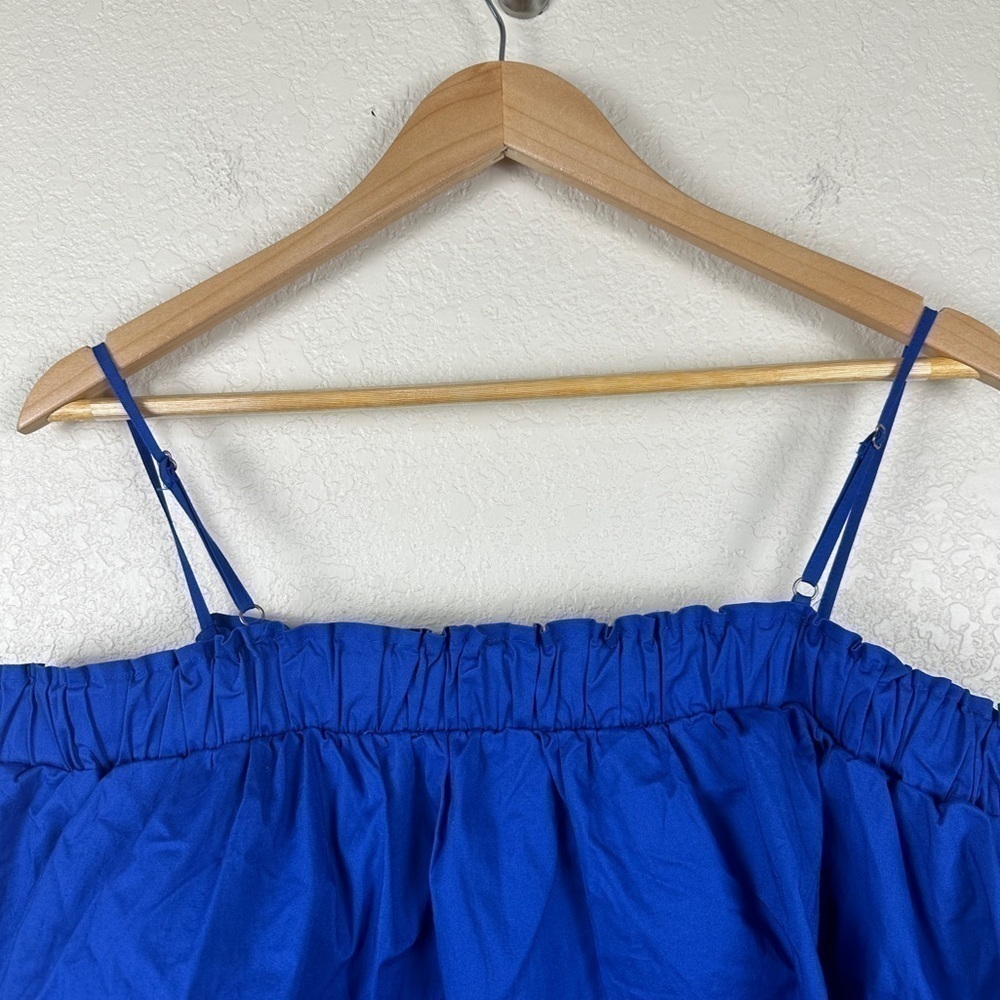 Who What Wear Bardot Ruffled Off the Shoulder Mini Dress Blue Size Small - Picture 9 of 15